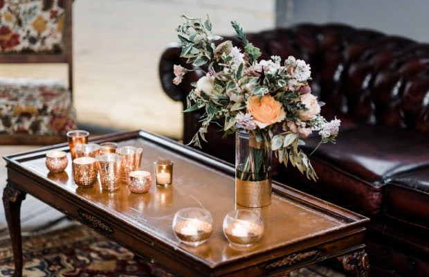 Свадьба бохо настольная композиция цветов