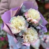 3 пышные радужные розово-бело-голубые розы