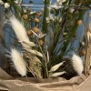 Настольная композиция на ресепшен с розовыми ранункулюсами