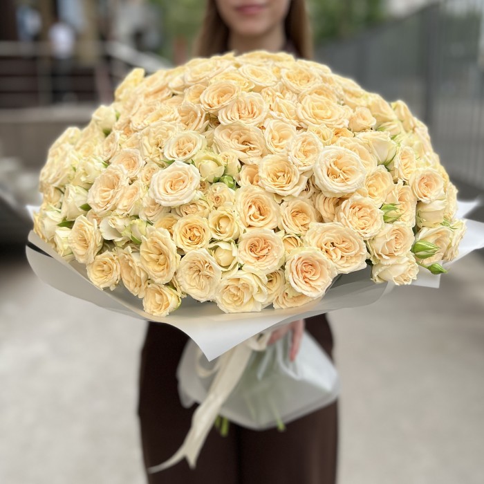 101 кустовая кремовая роза Аксана 40 см