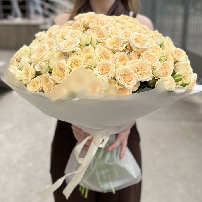 101 кустовая кремовая роза Аксана 40 см