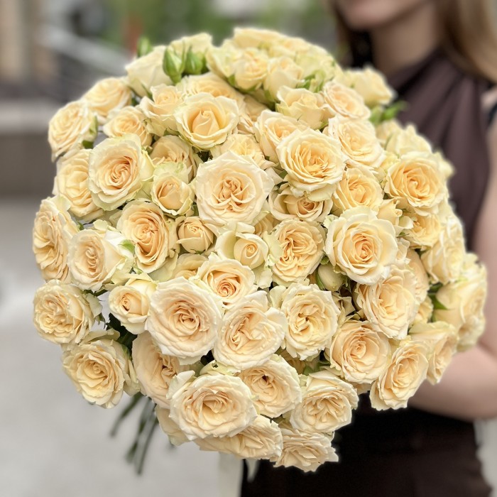 Кустовая кремовая роза Аксана 40 см