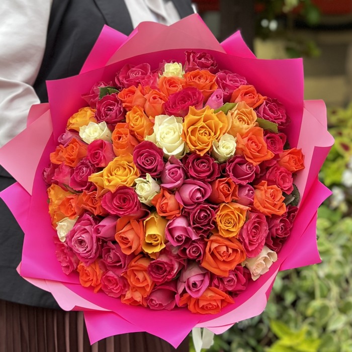 75 роз MIX 40 см