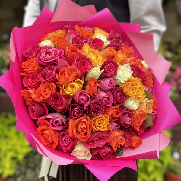 75 роз MIX 40 см