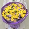 Микс из 25 кустовых желтых и сиреневых роз