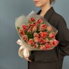 25 тюльпанов красных с желтым краем Попугай Рококо