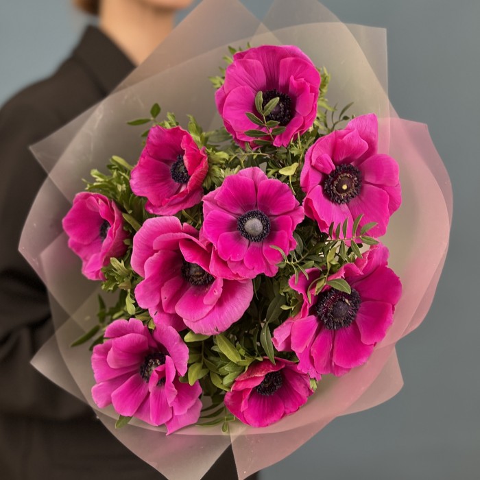 9 малиновых анемонов