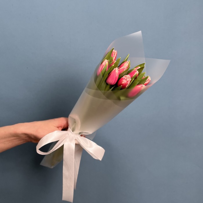 11 махровых тюльпанов Нью Санта