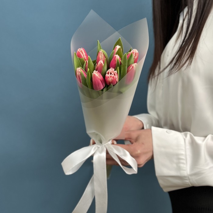 11 махровых тюльпанов Нью Санта