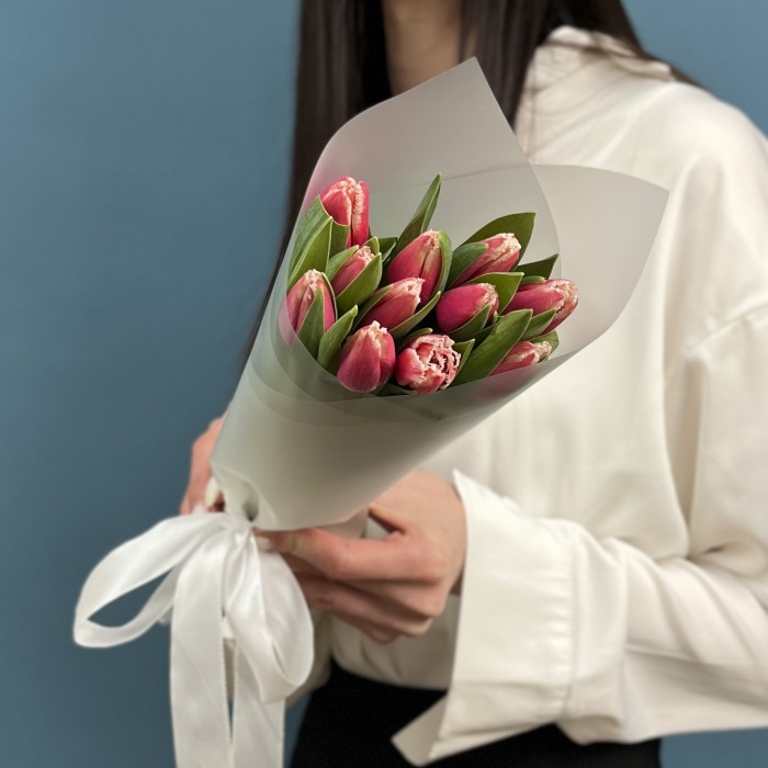 11 махровых тюльпанов Нью Санта