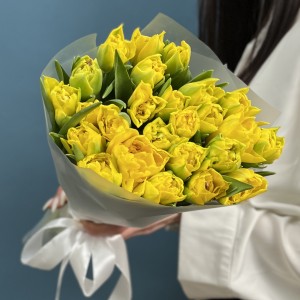 25 желтых пионовидных тюльпанов Маргарита
