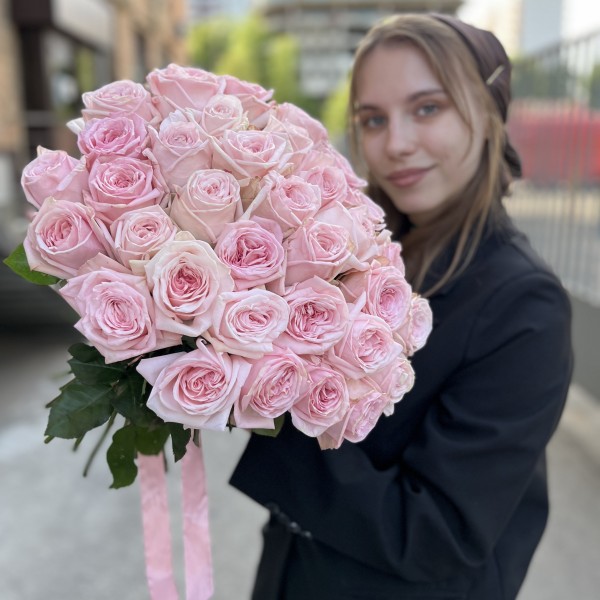 35 ароматных пионовидных Роза Пинк Охара 60 см