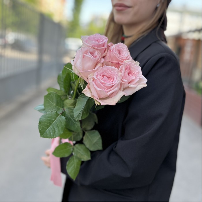 5 ароматных пионовидных роз Пинк Охара 50 см