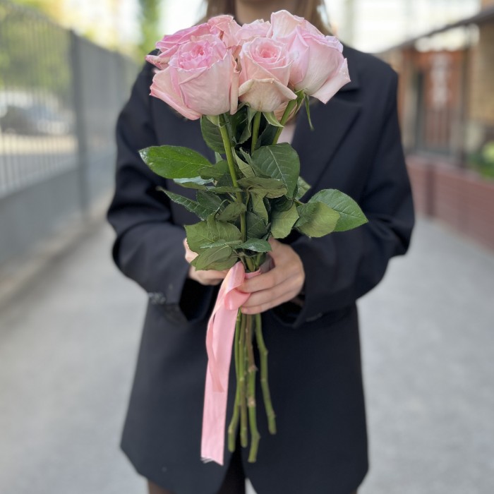 7 ароматных розовых пионовидных роз Пинк Охара 50 см