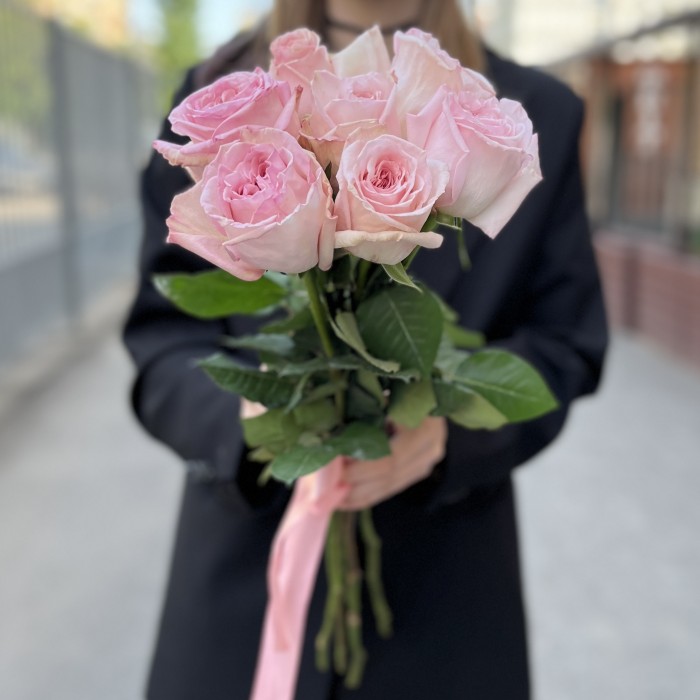 7 ароматных розовых пионовидных роз Пинк Охара 50 см