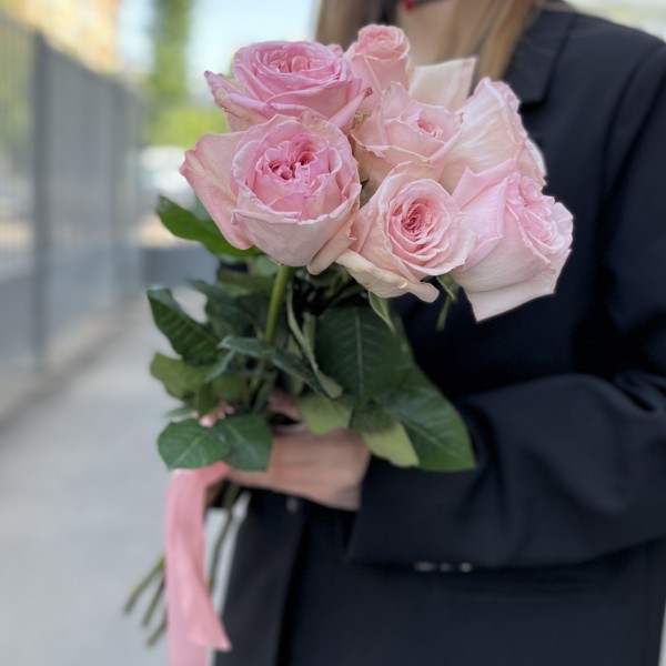 7 ароматных пионовидных роз Пинк Охара 60 см