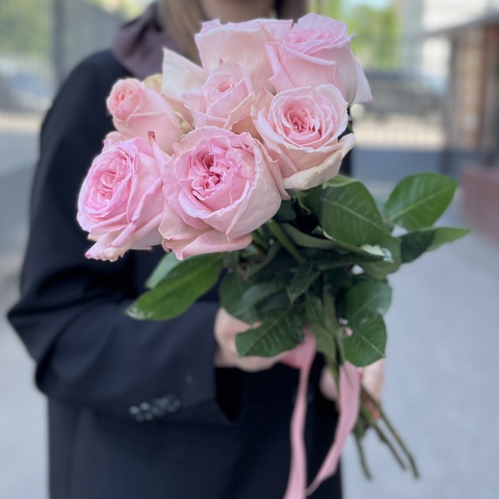 7 ароматных розовых пионовидных роз Пинк Охара 50 см