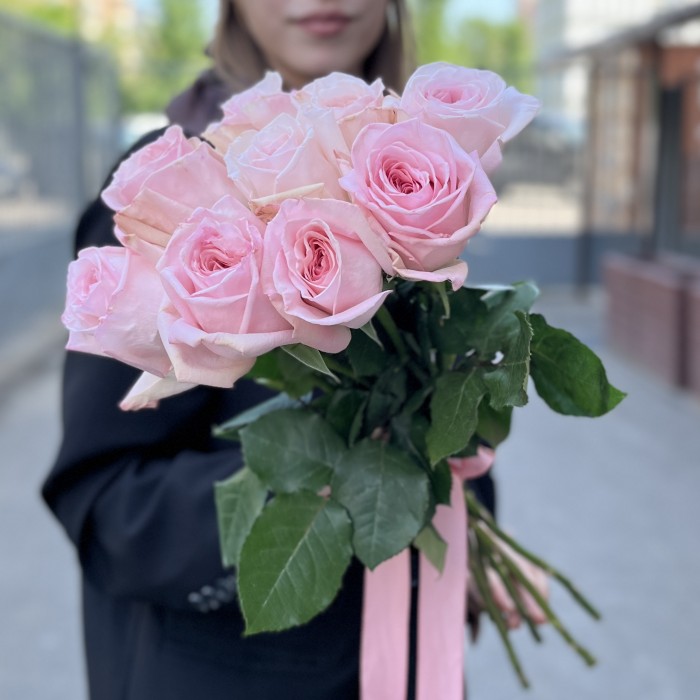 9 ароматных пионовидных роз Пинк Охара 50 см