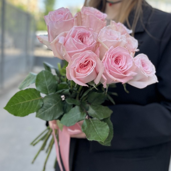 9 ароматных пионовидных роз Пинк Охара 50 см