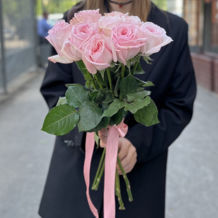 9 ароматных пионовидных роз Пинк Охара 50 см