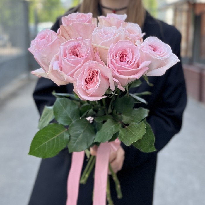 9 ароматных пионовидных роз Пинк Охара 50 см
