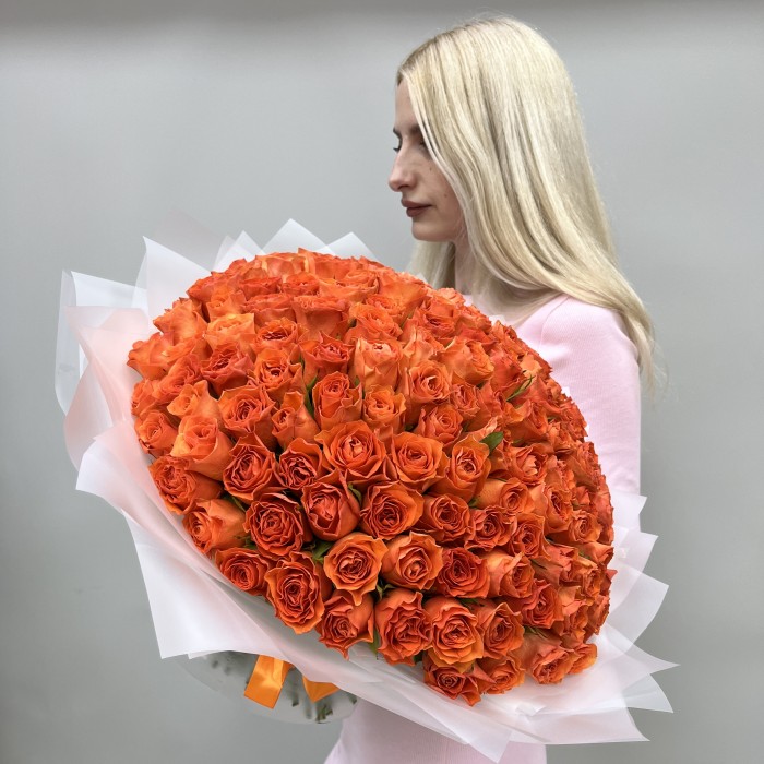 151 оранжевая Роза Копакабана 40 см