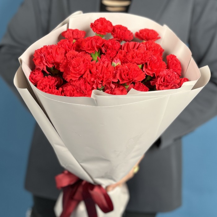 21 красная кустовая гвоздика