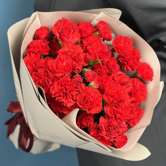 21 красная кустовая гвоздика