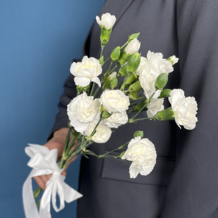 Букет из 5 белых кустовых гвоздик
