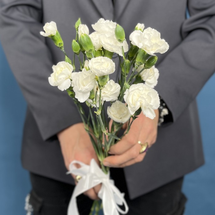Букет из 5 белых кустовых гвоздик