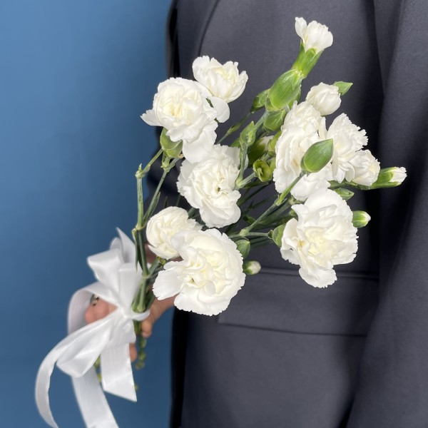 Букет из 5 белых кустовых гвоздик