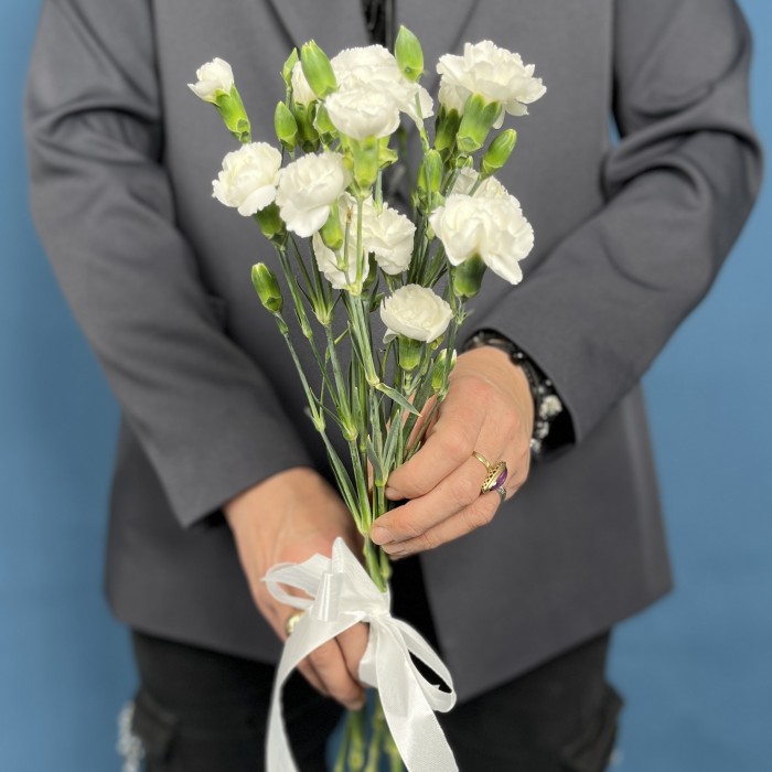 Букет из 5 белых кустовых гвоздик