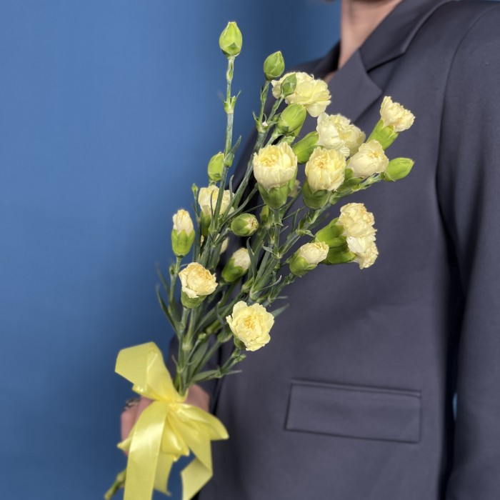 Букет из 5 желтых кустовых гвоздик