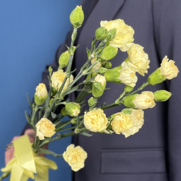 Букет из 5 желтых кустовых гвоздик