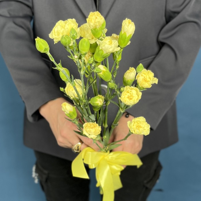 Букет из 5 желтых кустовых гвоздик
