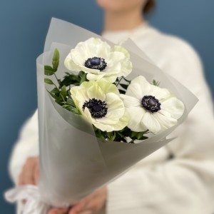 3 белых анемона