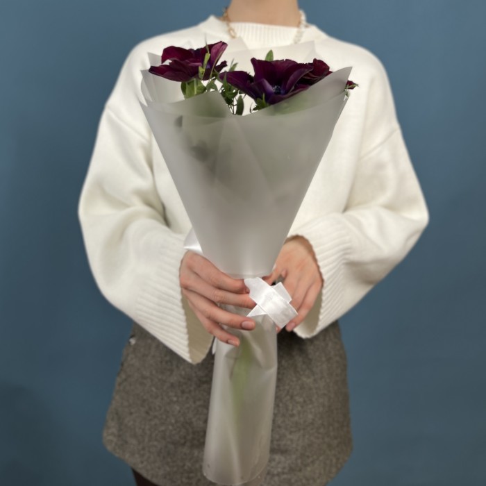 3 фиолетовых анемона