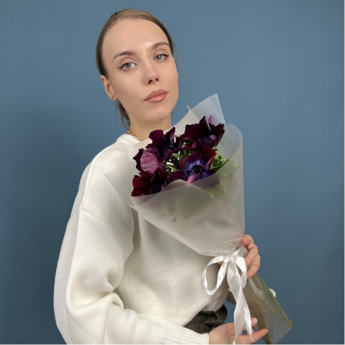 5 фиолетовых анемонов