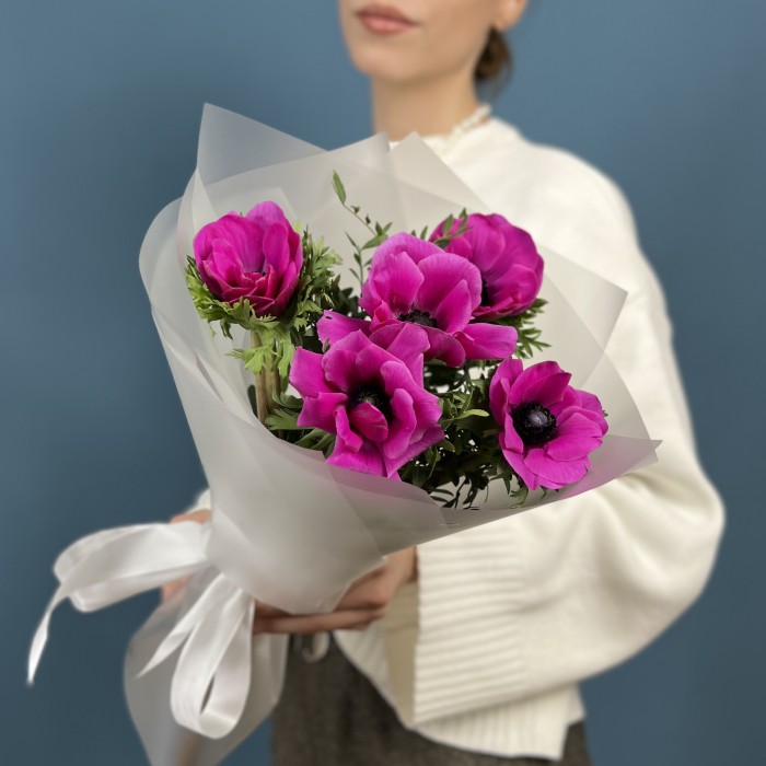 5 малиновых анемонов