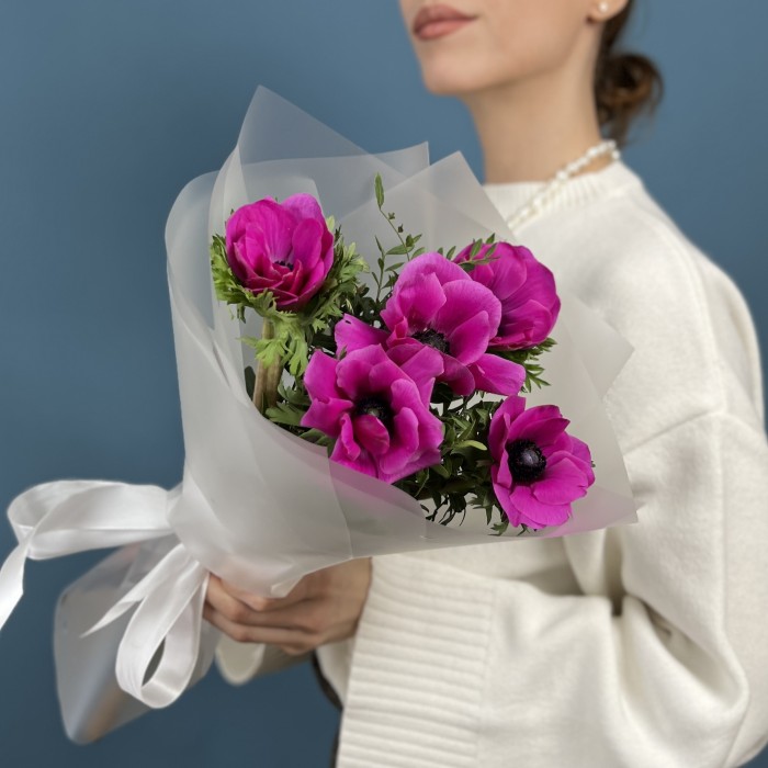 5 малиновых анемонов