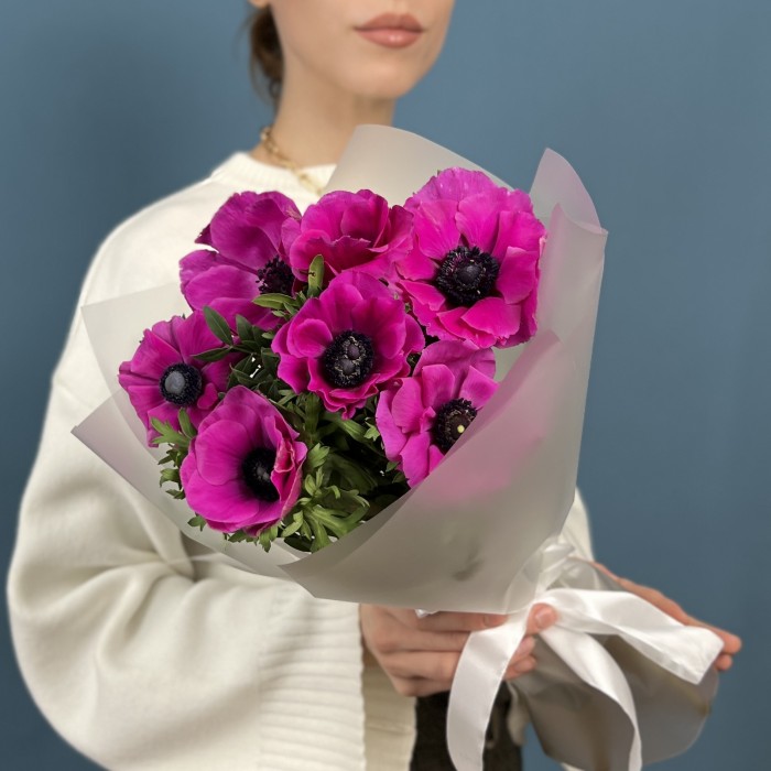 7 малиновых анемонов