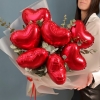 Букет из Шаров сердца с эвкалиптом