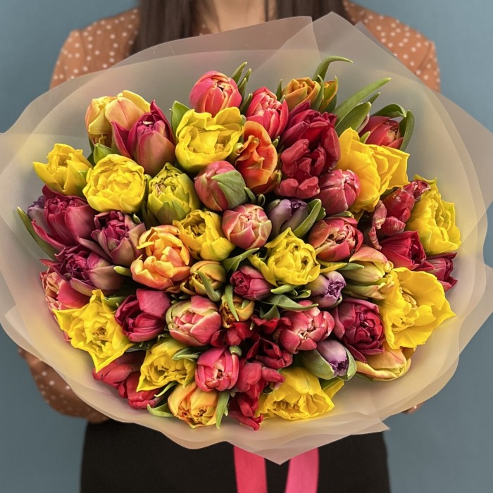 51 пионовидный тюльпан - Яркий микс