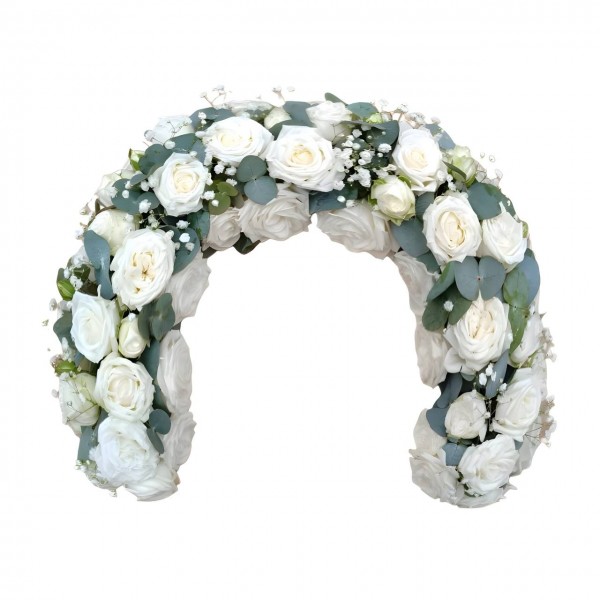 Венец в изголовье из живых цветов №4