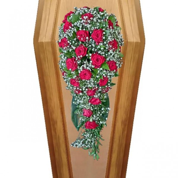 Композиция на крышку гроба из живых цветов № 26