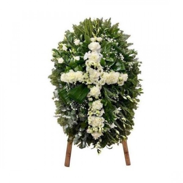 Ритуальный венок из живых цветов 100 см № 3