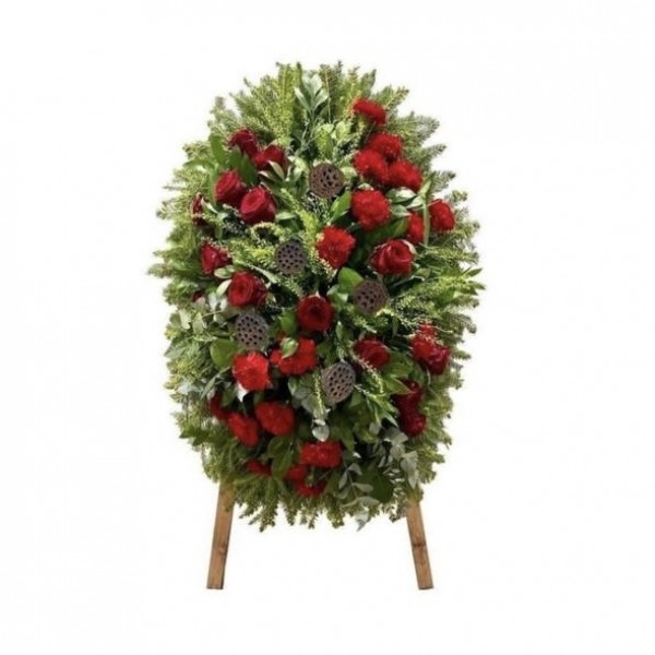 Траурный венок из живых цветов 100см №4