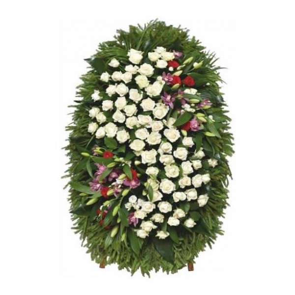 Траурный венок из живых цветов 130 см № 17