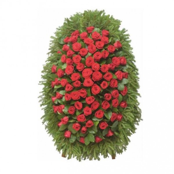 Траурный венок из живых цветов 130 см № 12