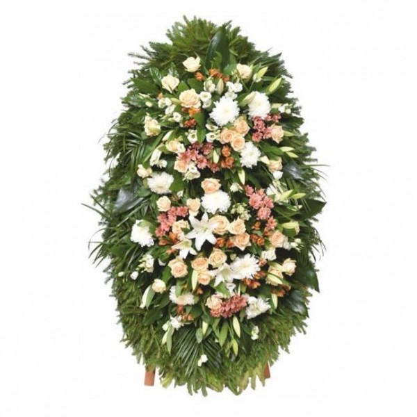 Траурный венок из живых цветов 180 см № 42